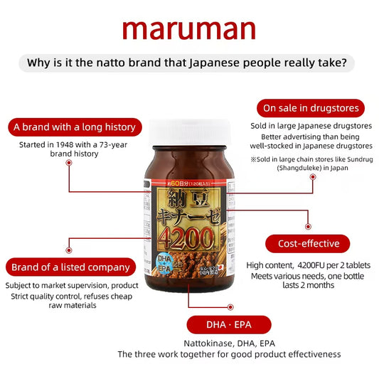 maruman nattokinase 4200FU 120 capsules for 60 days japanese supplements